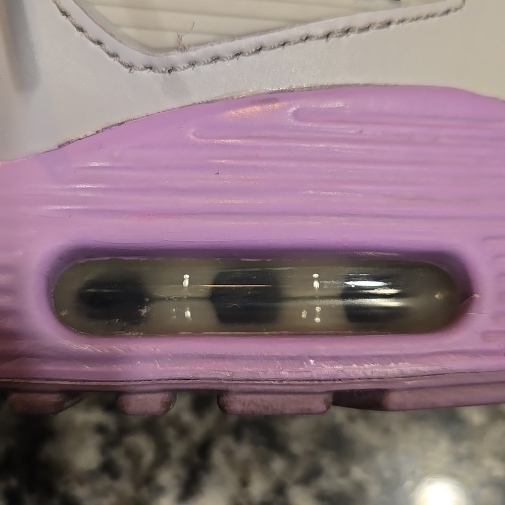 NIKE AIR MAX 90 LTR SIZE 6 YOUTH=7.5 WOMEN'S. PURPLE /WHITE METALLIC. - Picture 16 of 16